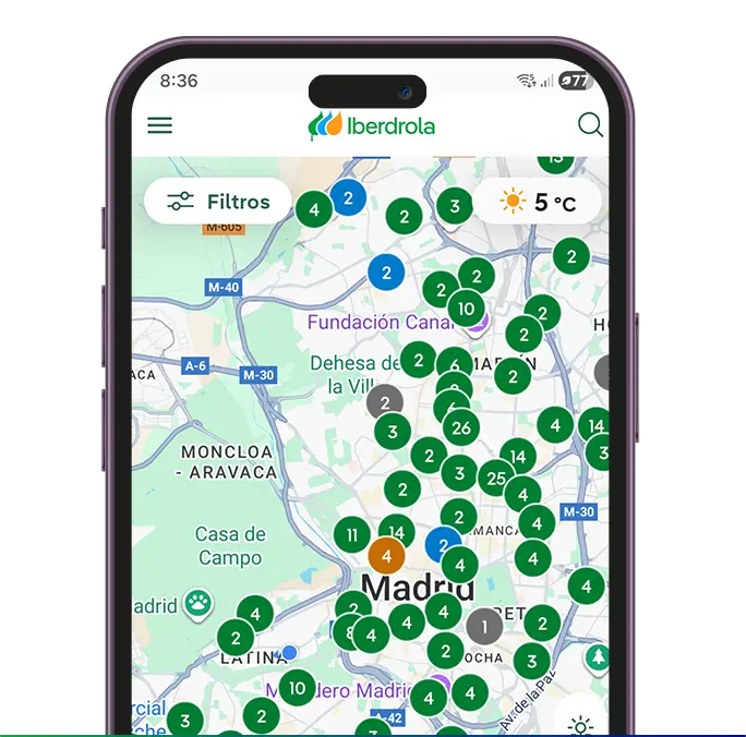 Mapa detalhado com vários pontos de carregamento